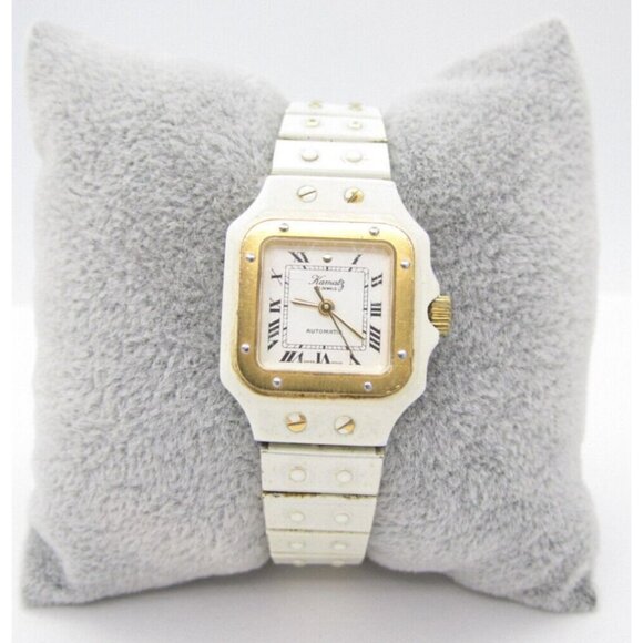 Women Vtg Kamatz Hand Wind 17 Jewels Analog 25mm Dial Tank Style Watch (F824) - Picture 1 of 12